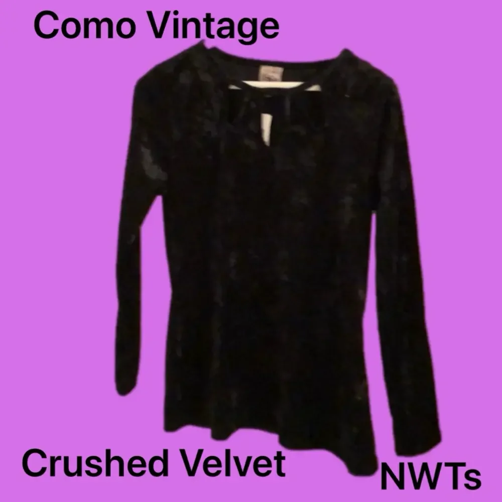 NWT Black Crushed Velvet Top w’ peep hole neckline - Picture 1 of 5